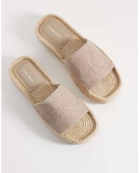 Calvin Klein - Flatform Nubuck Espadrille Sandal - Lyst