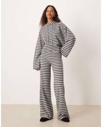 ASOS - Brushed Stripe Wide Leg Trousers Co Ord - Lyst