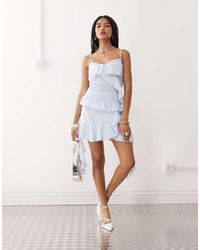 Amy Lynn - Asymmetric Wrap Ruffle Mini Skirt Co-Ord - Lyst