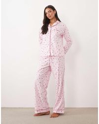 Boux Avenue - Long Sleeve Revere Shirt And Trouser Pj Set - Lyst