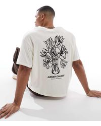 Jack & Jones - T-Shirt Oversize Taglio Corto Bianca Con Stampa A Fiori Sul Retro - Lyst