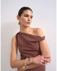 TOPSHOP - Twist Shoulder Linen Asymmetric Top - Lyst