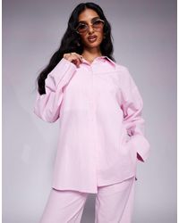 Kaiia - Exclusive Cotton Blend Oversized Button Through Poplin Shirt Co-ord - Lyst