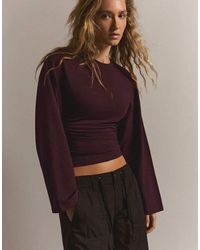 Bershka - Ruched Long Sleeve T-shirt - Lyst