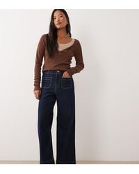 Vero Moda - Kayla High Rise Wide Leg Jeans With Pocket Detail - Lyst