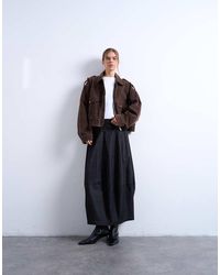 TOPSHOP - Denim Maxirok Met Naden En Ballon Pasvorm - Lyst