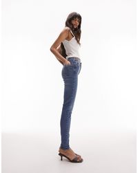 TOPSHOP Moto Jamie Ditzy Embroidered Jeans in Blue