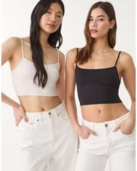 Stradivarius - Set Van 2 Crop Tops Met Bandjes - Lyst
