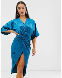 club l twist front long sleeve velvet dress
