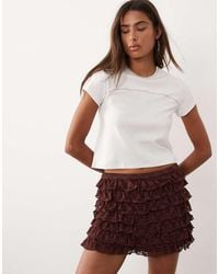 ASOS - Layered Lace Ruffle Micro Shorts - Lyst