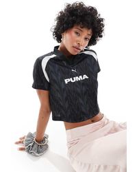 PUMA - Camiseta Negra Con Diseño Encogido De Punto Liso De Football-Negro - Lyst