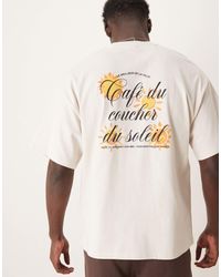 SELECTED - Oversized Heavyweight T-shirt With Sun Backprint - Lyst