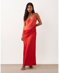 asos edition drape asymmetric midi dress in satin ASOS EDITION satin draped one sleeve asymmetric midi dress in oversized horse print
