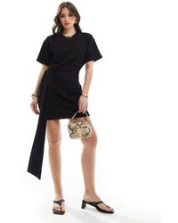 4th & Reckless - Gebreide Mini-Jurk Met Drapering - Lyst