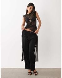 ASOS - Mesh Sheer Draped High Neck Longline Top With Scarf Detail - Lyst