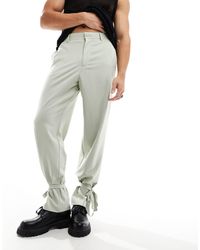ASOS - Pantaloni a fondo ampio eleganti salvia con fondo con laccetti - Lyst