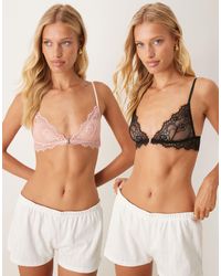 ASOS - 2 Pack Front Fastening Lace Bra - Lyst