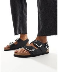 Birkenstock - – milano – sandalen aus em geöltem leder mit großen schnallen - Lyst