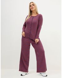 Yours Clothing - Stripe Wide Leg Trousers - Lyst