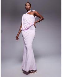 ASOS - One Shoulder Drape Maxi Dress With Cape Detail - Lyst