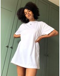 Nike Cotton Mini Swoosh Oversized T-shirt Dress in Grey (Gray) - Lyst