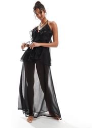 Miss Selfridge - Beach Ruffle Chiffon Maxi Dress - Lyst