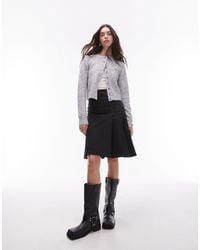 TOPSHOP - Denim Knee Length Pleat Skirt - Lyst