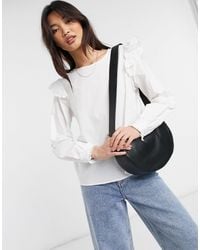 Vila - Long Sleeve T-shirt With Frill Shoulder Detail - Lyst