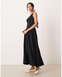 ASOS - Waisted V Neck Maxi Dress With Seaming Details - Lyst