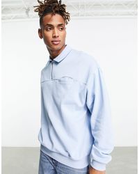 ASOS - Oversized Polo Zip Sweatshirt With Chest Pocket - Lyst
