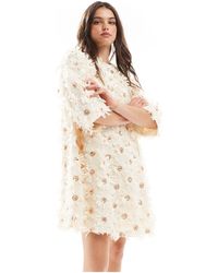 Y.A.S - Textured Smock Mini Dress With Sequin Embellishment - Lyst