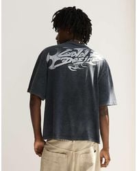 Bershka - Washed Boxy Fit Print T-Shirt - Lyst