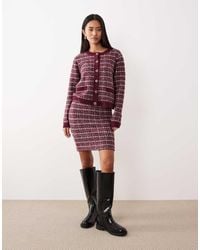 Vila - Boucle Check Knitted Mini Skirt Co-Ord - Lyst