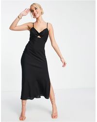 EVER NEW - Twist Front Cut Out Satin Slip Dress - Lyst
