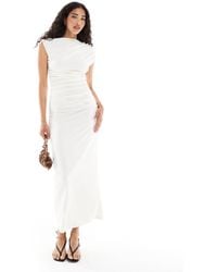 4th & Reckless - Double Layered Slinky Drape Waist Detail High Neck Sleeveless Maxi Dress - Lyst