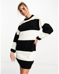 Pimkie - Vestito maglione a righe nero e bianco - Lyst
