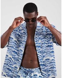 GANT - Revere Collar Wave Print Co-ord Shirt - Lyst