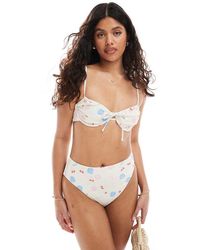 Pieces - Underwired Tie Front Detail Bikini Top Co-ord - Lyst