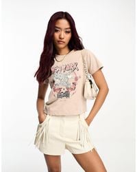 Miss Selfridge - Festival New York Graphic T-shirt With Cut Out Back Detail - Lyst