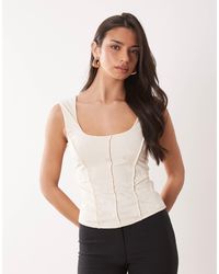 ASOS - Satin Look Devoré Corset Top With Square Neck - Lyst