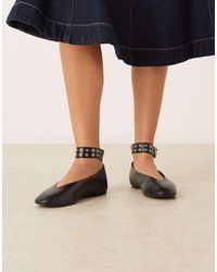 Mango - Flat Shoe With Eyelet Ankle Strap - Lyst