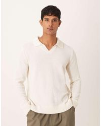 ASOS - Relaxed Textured Long Sleeve Knitted Notch Neck Polo - Lyst