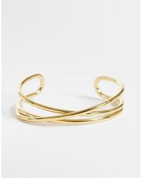 ASOS - Waterproof Stainless Steel Cuff Bracelet With Cross-Over Design - Lyst