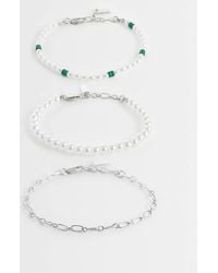 ASOS - 3 Pack Faux Pearl And Chain Bracelet - Lyst