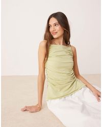 Abercrombie & Fitch - Ruched High Square Neck Top - Lyst