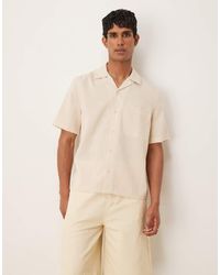 ASOS - Camicia Regular Fit Squadrata Effetto Lino Color Pietra - Lyst