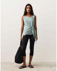Oysho - Sleeveless Top With 100% Linen Scarf - Lyst