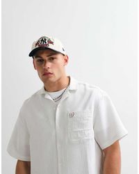 ASOS - Oversized Pinstripe Revere Shirt With Back Print - Lyst