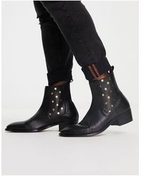 Walk London - Dalston Cuban Heeled Chelsea Boots With Stars - Lyst