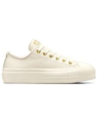 Converse - Zapatillas De Deporte Color Crema Con Plataforma Y Herraje Dorado Chuck Taylor All Star Lift Ox De -Marrón - Lyst
